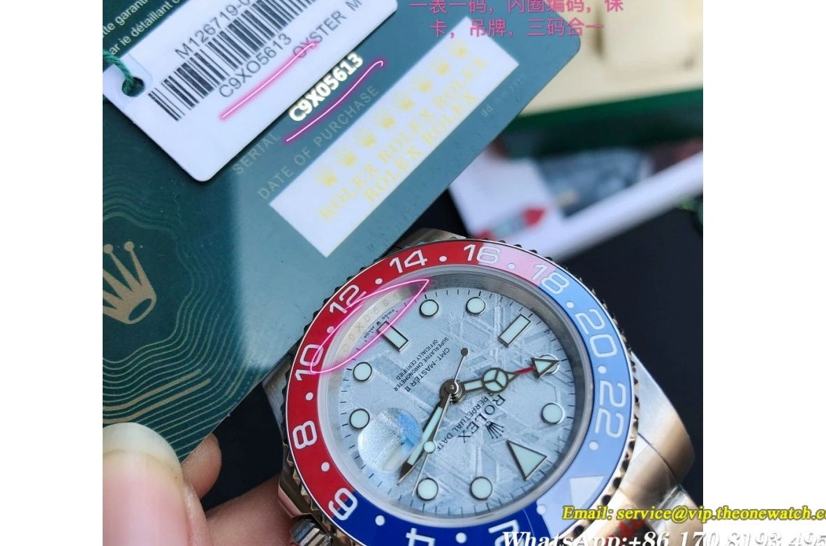 GDF GMT Master 40mm II Cer Blue SS Red Meteorite SS MY8215 Oys 1219